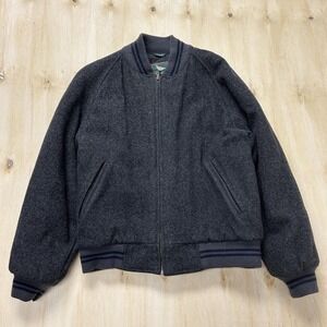 Vintage 90s Field & Stream Jacket Mens Medium Gray Wool Bomber Insulated Outdoor